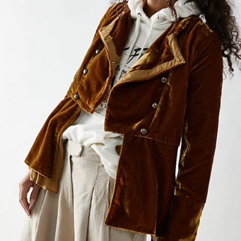NWT Free People Faye Velvet Military Jacket,  Size M